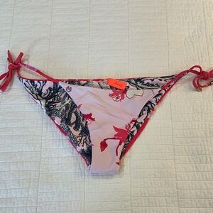 Maaji Red and Pink Bikini Bottom Coral Reversible Medium